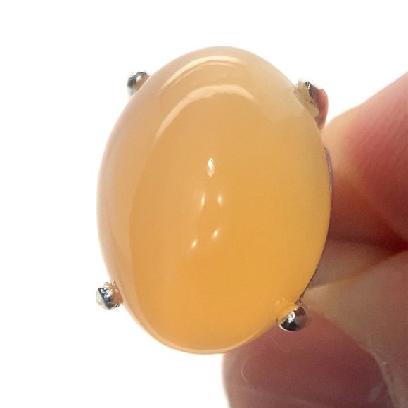 Cats Eye Moonstone 12.50ct Platinum Finish Solid 925 Sterling Silver Ring